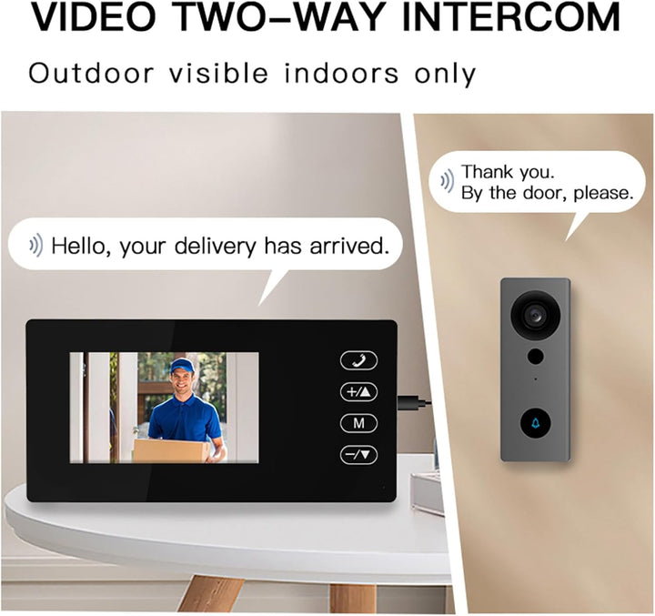 2,4 G Kabellose Video-Türklingelkamera mit Display, 4,3-Zoll-IPS-Bildschirm, Video-Türsprechanlage,