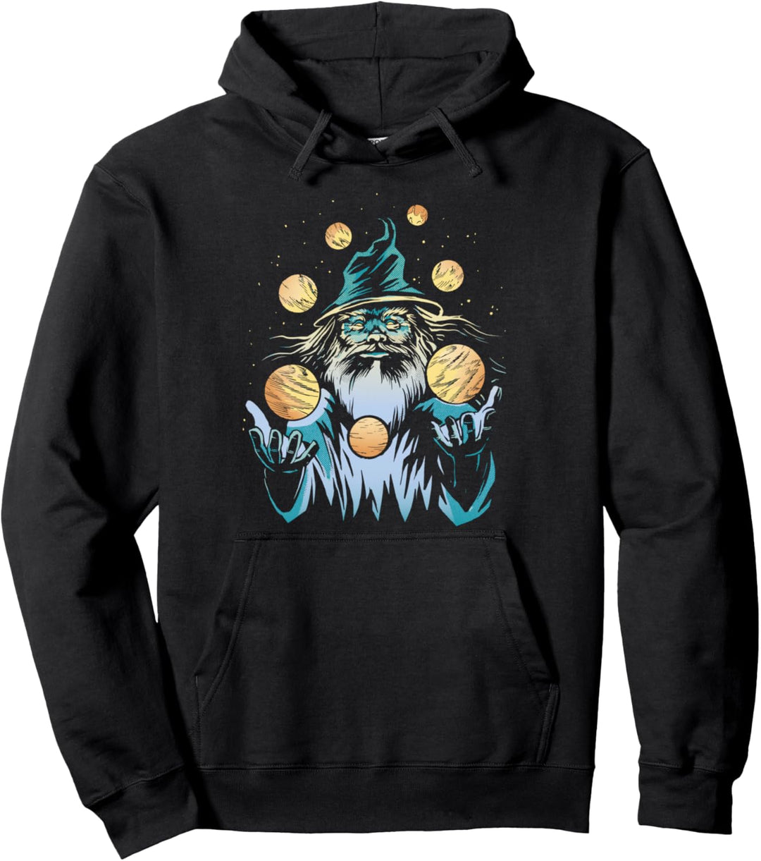 Zauberer Jonglieren Planeten Fantasy Magic Magic Space Pullover Hoodie