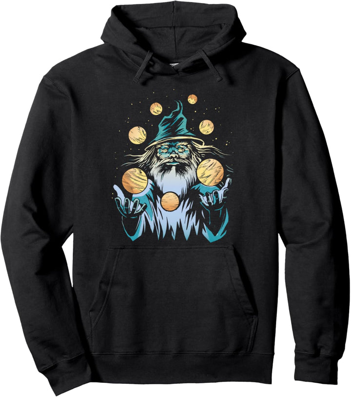 Zauberer Jonglieren Planeten Fantasy Magic Magic Space Pullover Hoodie