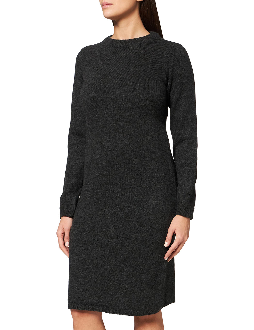 Noppies Damen Dress Ls Hannah Kleid 44 Black Melange - P870, 44 Black Melange - P870