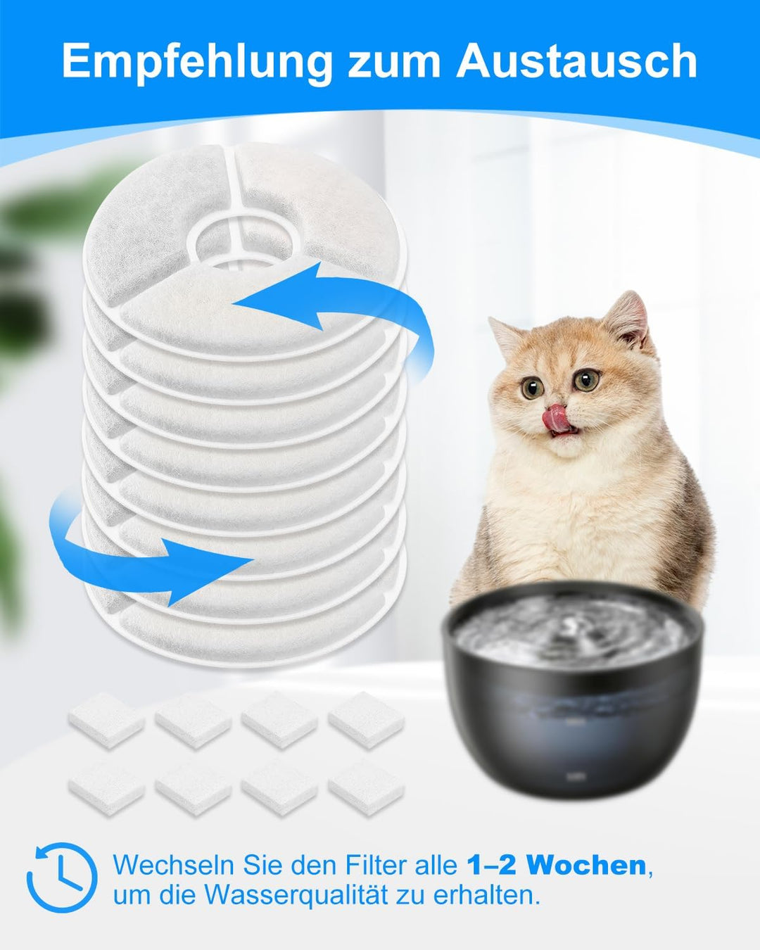 12+12 Stück Katzenbrunnen Filter für FEELNEEDY FN-W23 Trinkbrunnen, Trinkbrunnen Filter für 3L Trink