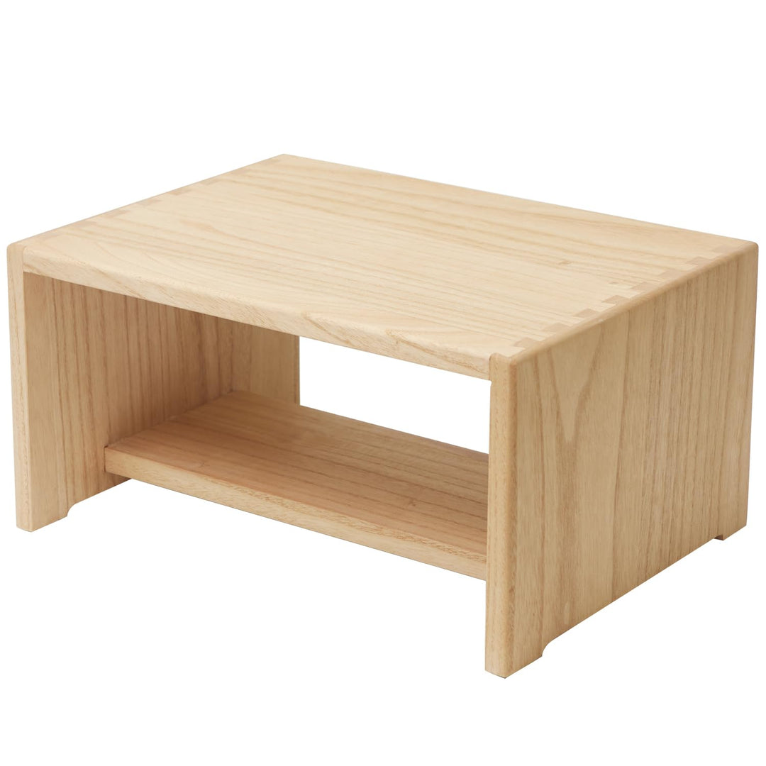 KIRIGEN Tritthocker Holz, Holzhocker, Holzschemel aus Massivholz | 2 Stufen · Stauraum · Handarbeit