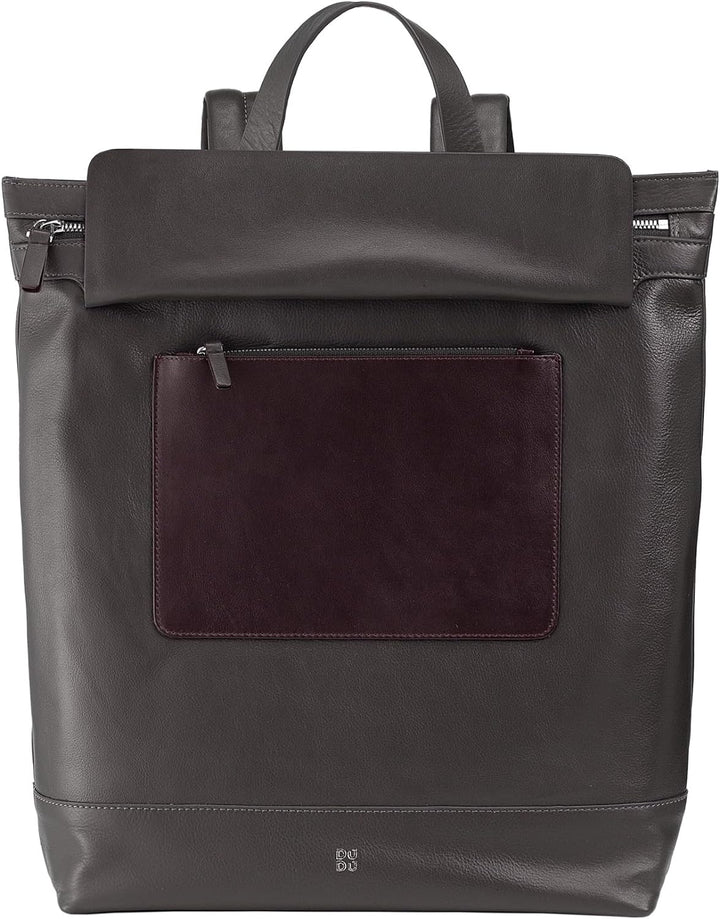 DUDU Herrenrucksack, weicher lässiger Damenrucksack aus echtem Leder mit Reissverschluss Grosser bun