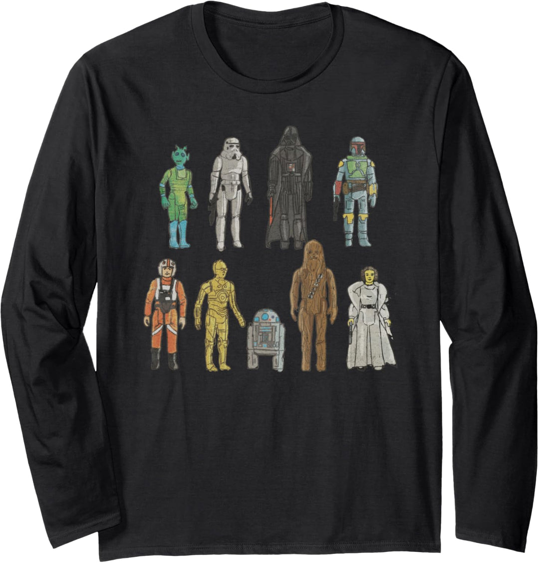Star Wars Saga Vintage Action Figure Illustrations Langarmshirt