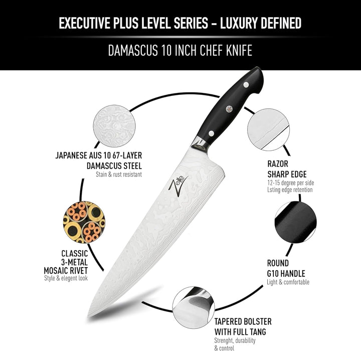 Zelite Infinity Küchenmesser 25cm – Executive-Plus-Serie – 45-lagiges Damastmesser aus Japanischem A