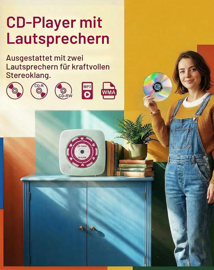CD Player Tragbar Bluetooth Radio mit CD-Player mit Lautsprecher Unterstützung USB &amp; AUX-Wiedergabe