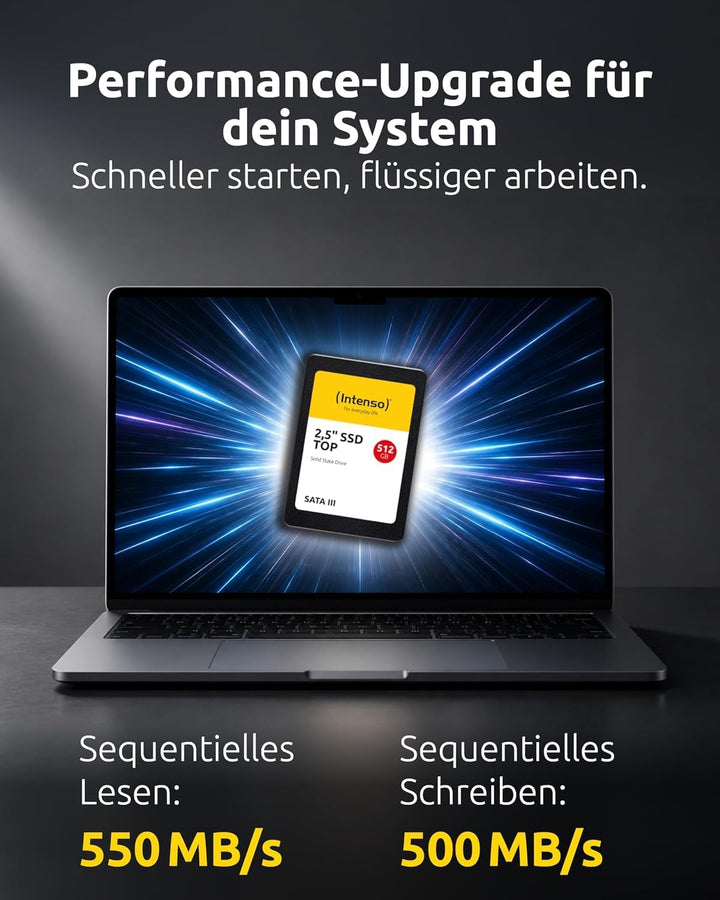 Intenso Interne 2,5" SSD SATA III Top, 512 GB, 550 MB/Sekunden, Schwarz 512GB Sata 2,5", 512GB Sata