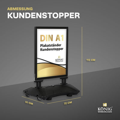 Dreifke Plakatständer Keitum Wind Line Plus DIN A1 schwarz | beidseitig für 2 Plakate | stabiler Fus