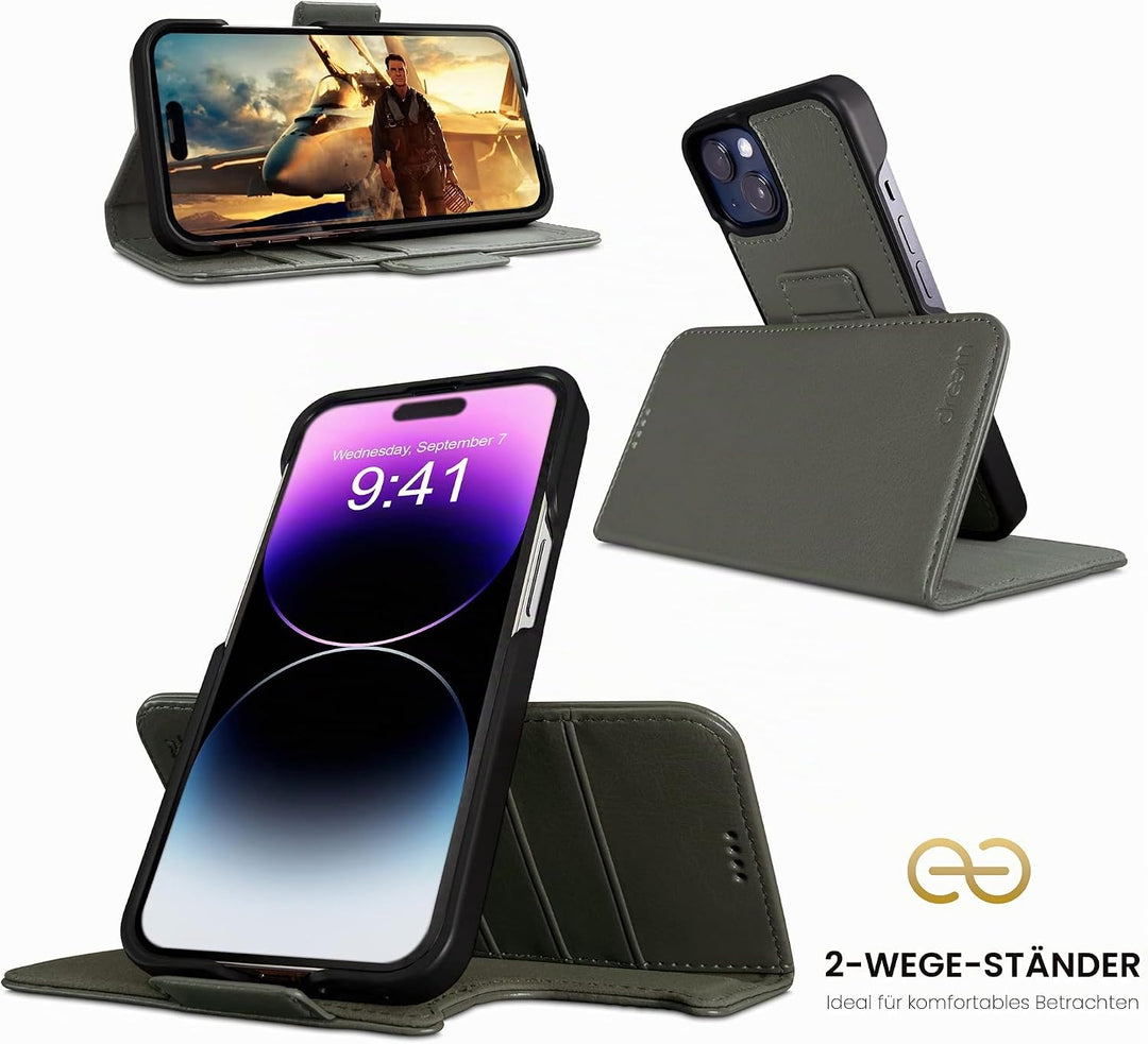 Dreem Fibonacci iPhone 14 Brieftaschen-Etui / 2-in-1 stossfestes Etui und abnehmbares Folio aus vega