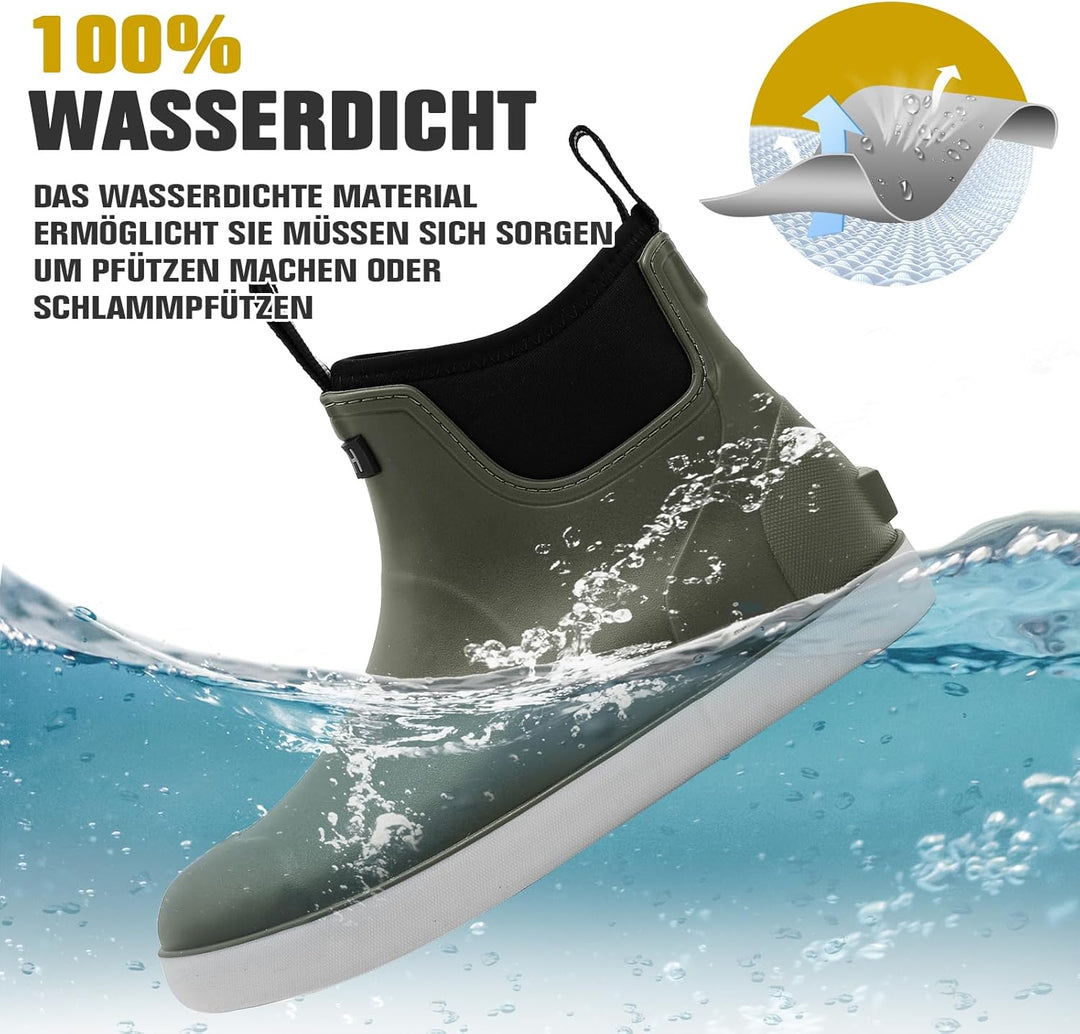 Jesindr Gummistiefel Herren, Protective Wasserdicht Anti-Rutsch Stiefeletten, Atmungsaktiv Schwarz C