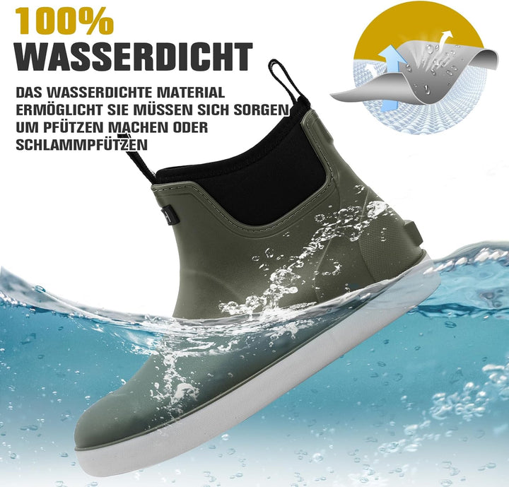 Jesindr Gummistiefel Herren, Protective Wasserdicht Anti-Rutsch Stiefeletten, Atmungsaktiv Schwarz C