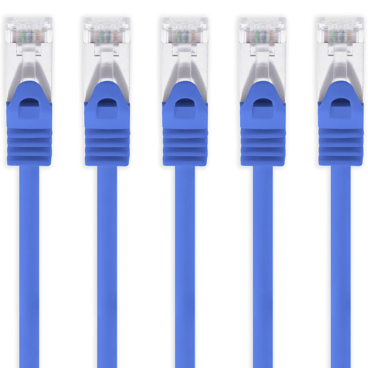 1aTTack.de 3,0 m - blau - 5 Stück CAT.7 Netzwerkkabel Sftp (Rohkabel) Patchkabel (SET) 10000Mbit/s -