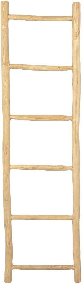 Teak Deko-Leiter KEPALA H180cm Natural Handtuchhalter Kleiderständer Holzleiter