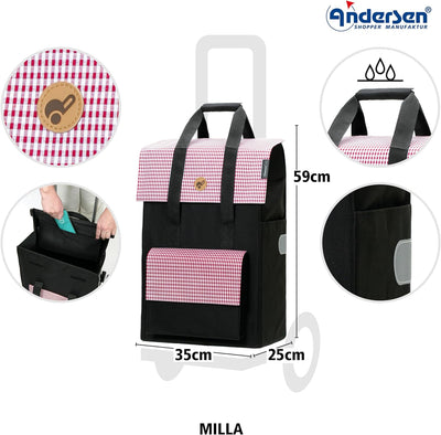 Andersen Royal Shopper mit Metallspeichenrad 25 cm und 54 Liter Tasche Milla rot Rot Aluminiumgestel