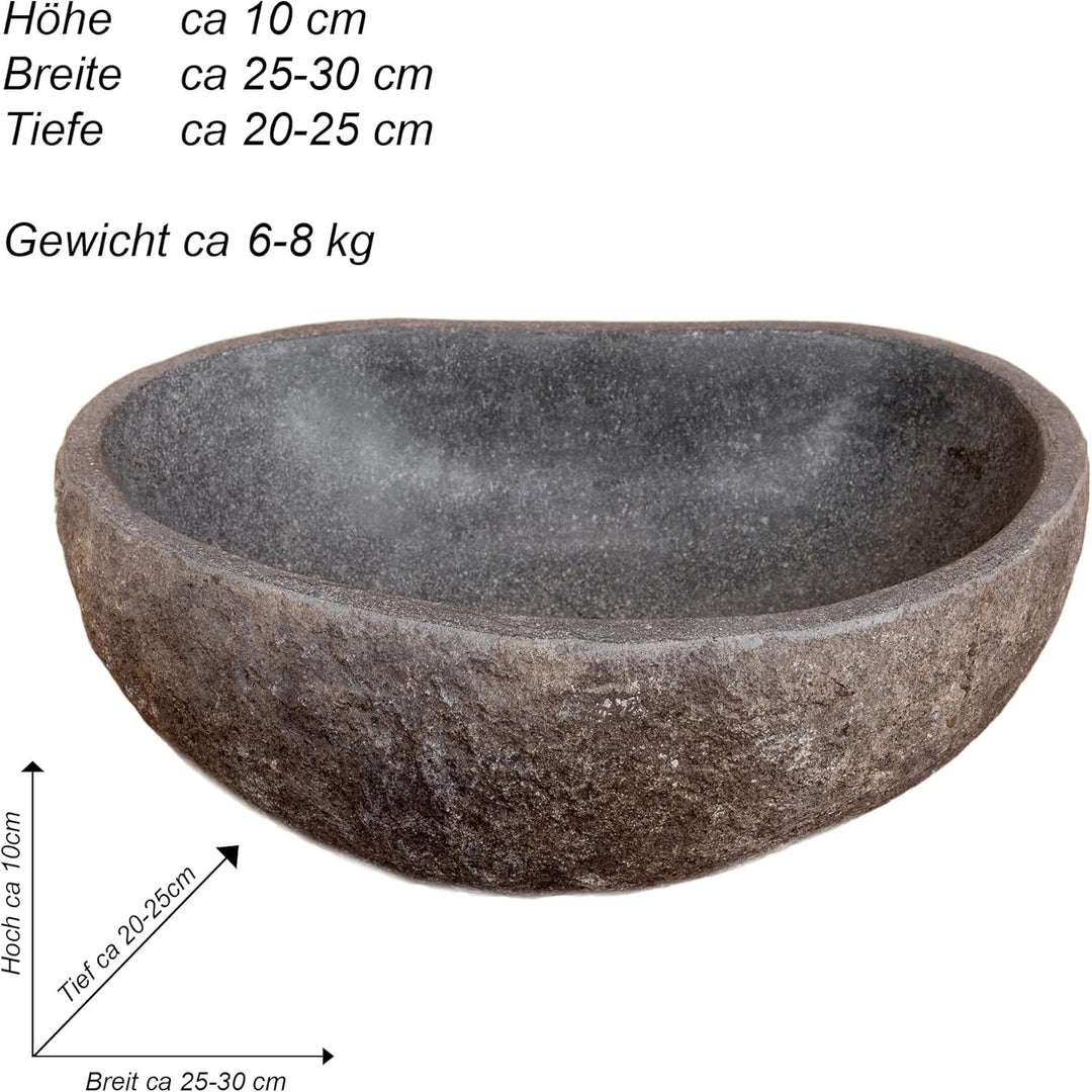 Steintrog Vogeltränke - Tier-Wassernapf aus Naturstein - Handgefertigte Schale - für Vögel, Hunde &