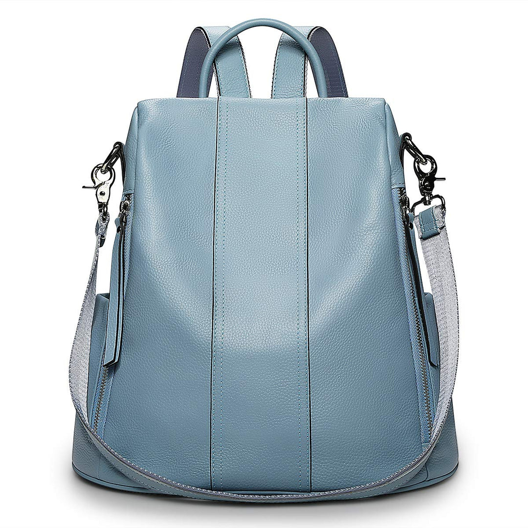 S-ZONE Damen Rucksack Echtleder Weiches Wasserdicht Anti Diebstahl Mode Rucksackhandtasche Casual Sc