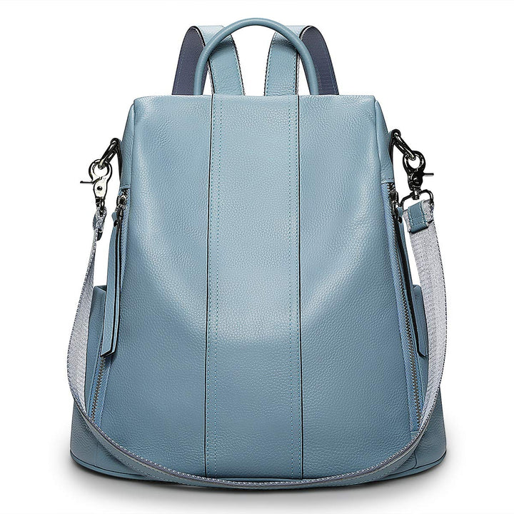 S-ZONE Damen Rucksack Echtleder Weiches Wasserdicht Anti Diebstahl Mode Rucksackhandtasche Casual Sc