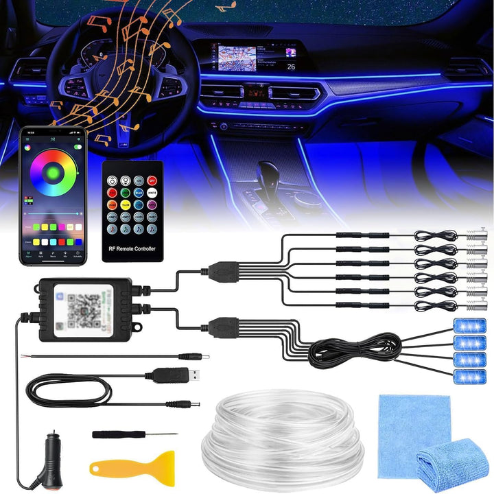 Sunshine smile Auto LED Innenbeleuchtung,6M/ 6 in 1 RGB Auto Innenraumbeleuchtung,12V Led Atmosphäre