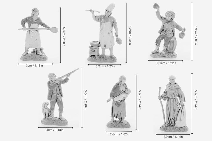 Moranduzzo Set 6 Neapolitanische Hirten für 6 cm Krippe Massstab 1:32 – MINI 6 – Unzerbrechliche Fig