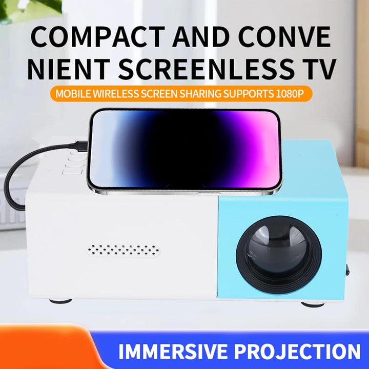 Projektor, 1080p Full HD HiFi Tragbarer Filmprojektor, Smart -Home -Projektor mit HDMI, USB, 3,5 -mm
