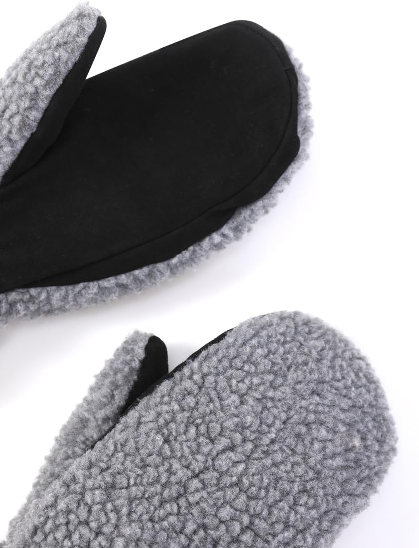 Harssidanzar Damen Winter Lederhandschuhe Outdoor Warm gefüttert Skifahren Fäustlinge SL020EU S Grau