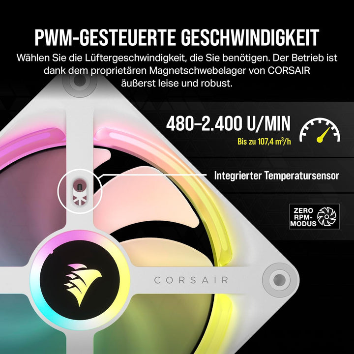 Corsair iCUE LINK QX120 RGB 120mm Magnetic Dome RGB Fans - Dreifach-Lüfter-Starter-Kit mit iCUE LINK