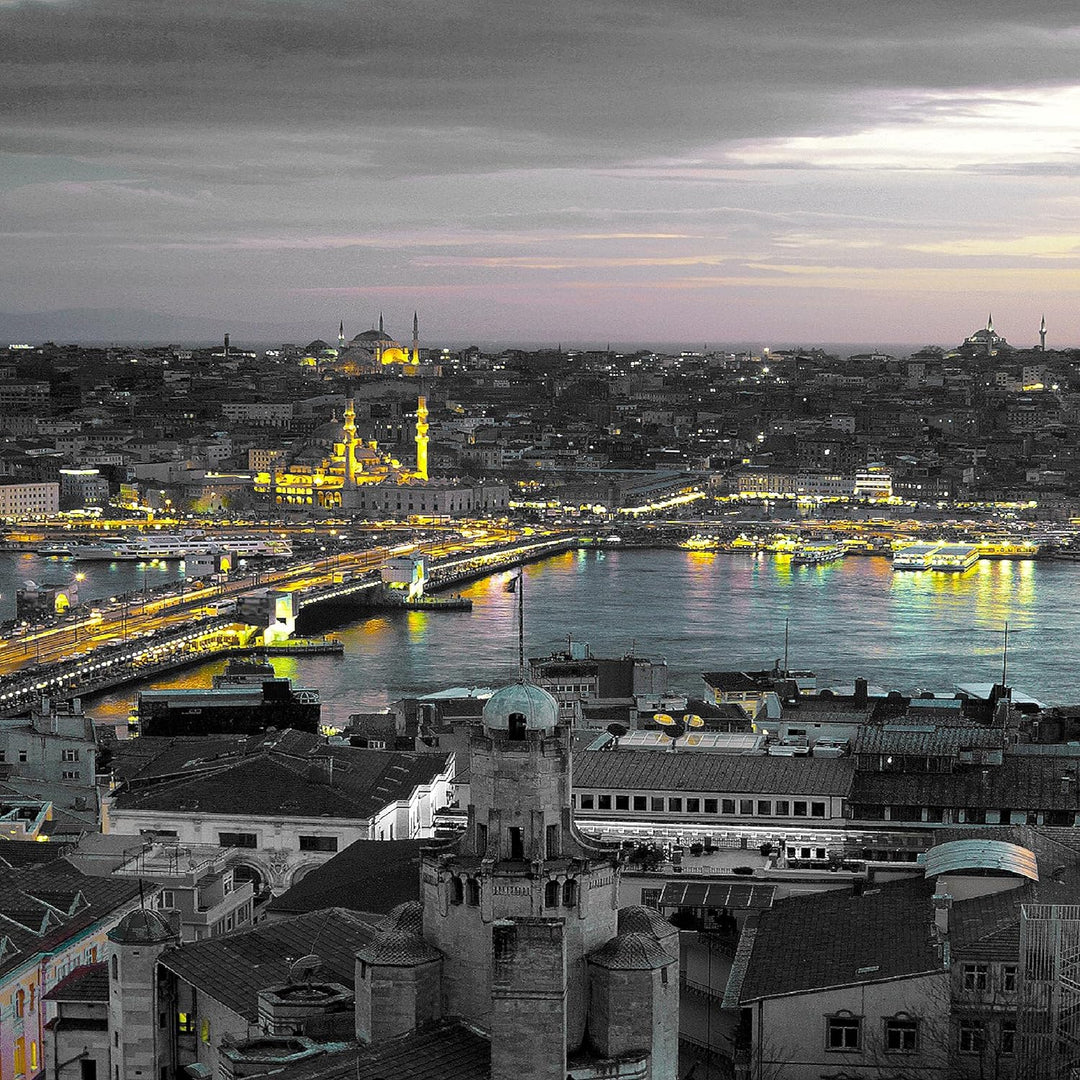 Runa Art Bild Modern Istanbul Türkei - Made in Germany - Wandbilder Stadt Skyline Schwarz 4 Teilig 6
