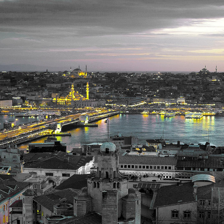 Runa Art Bild Modern Istanbul Türkei - Made in Germany - Wandbilder Stadt Skyline Schwarz 4 Teilig 6