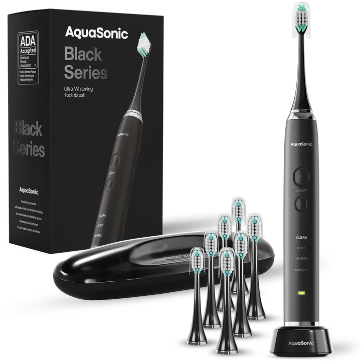 Aquasonic Black Series Ultra Aufheller Zahnbürste - ADA Akzeptierzte Elektrische Zahnbürste - 8 Bürs