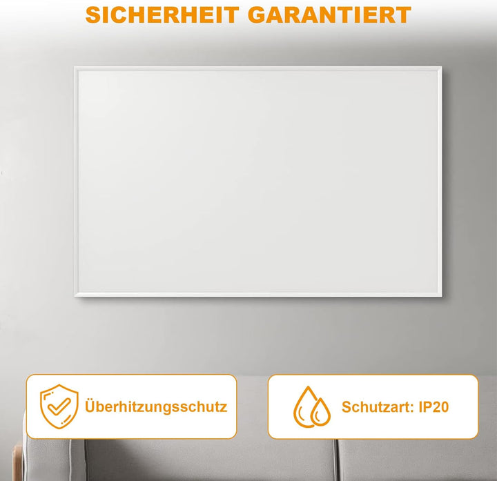 Infrarotheizung 700W mit Netzschalter, Infarotheizkoerper Wandmontage mit Überhitzungsschutz, Infrar