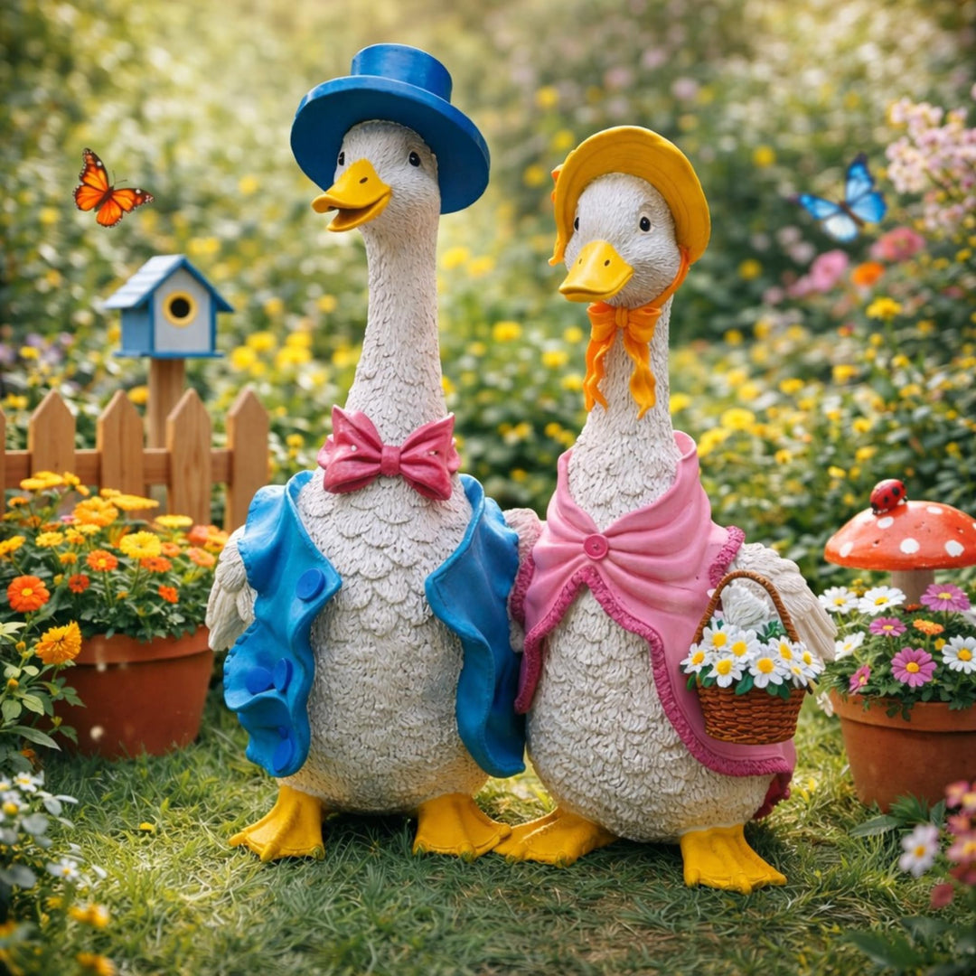 Handbemalte Deko-Gans Figur – Wahlweise männlich oder weiblich • Dekorative Gänsefigur für Garten, T