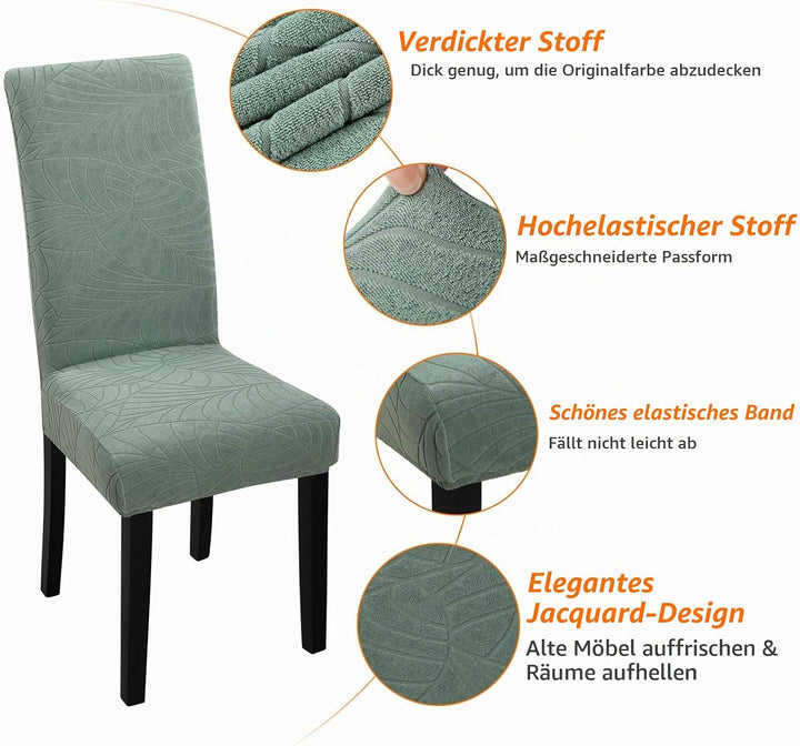 Fuloon Stuhlhussen Jacquard-Blätter,Universal Stretch Stuhlbezug Moderne Stuhlüberzug Elastische Abn