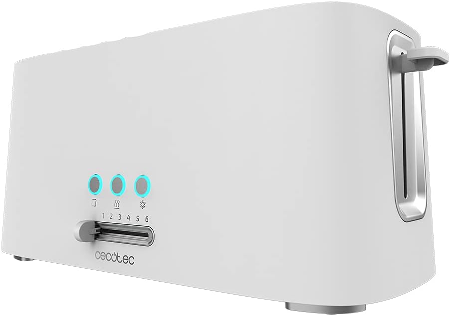 Cecotec Toaster Toast&Taste 9000 Doppel White aus Plastik mit 2 extra breiten kurzen Schlitzen Weiss