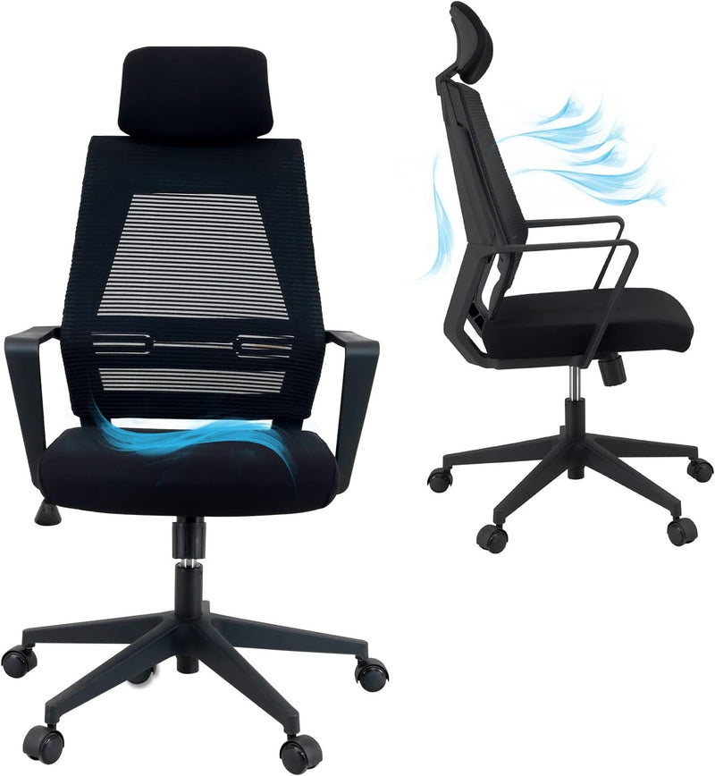 KLIM K300 Office Chair - Ergonomischer Bürostuhl + Weiches Sitzkissen & Stoff + Inklusive Kopfstütze