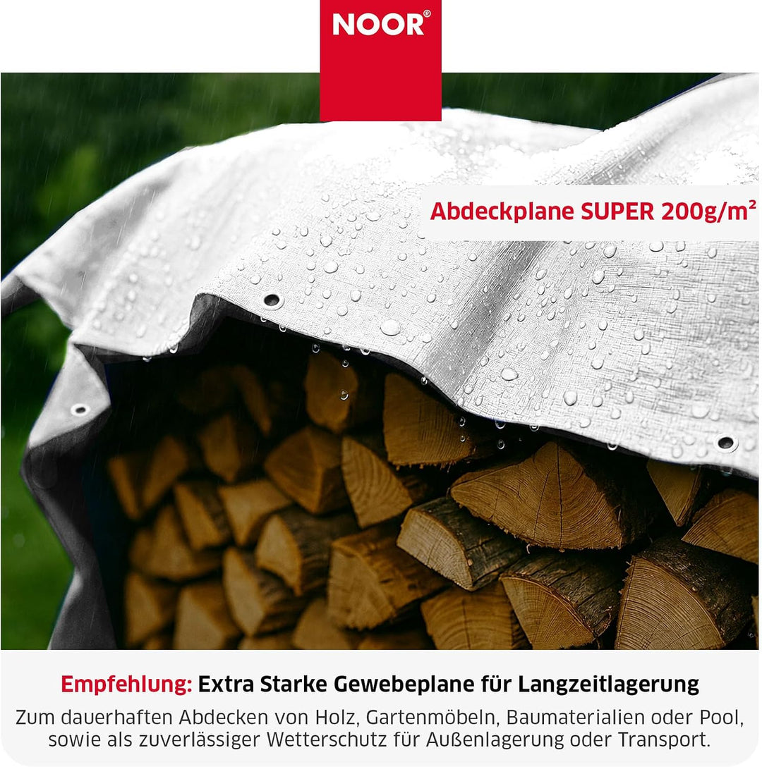 NOOR Abdeckplane SUPER 200g/m² Weiss I 4 x 6 m I Allzweckplane für Schutz vor Witterung I Ideal geei