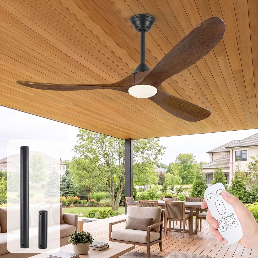 106cm Holz Deckenventilator mit Licht, rustikaler Bauernhaus-Deckenventilator mit Fernbedienung, rev