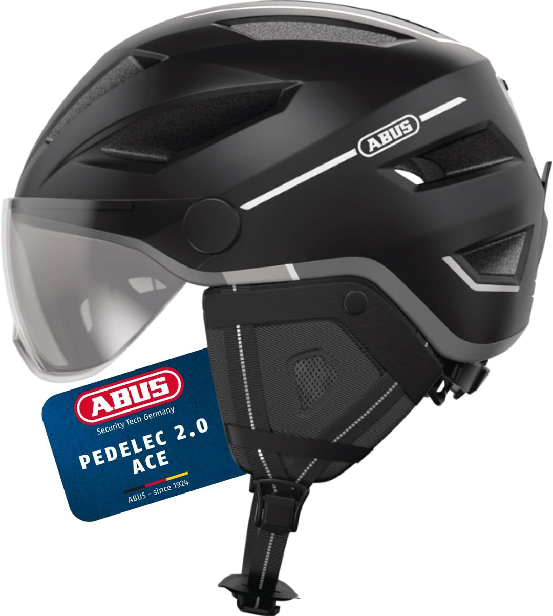 ABUS Stadthelm Pedelec 2.0 ACE - Fahrradhelm mit Rücklicht, Visier, Regenhaube, Ohrenschutz - für Da