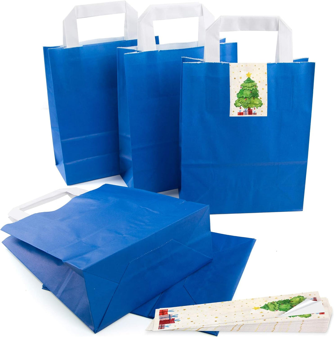 Logbuch-Verlag 50 kleine blaue Papiertaschen mit Henkel 18 x 8 x 22 cm Geschenktasche Kunden Geschen