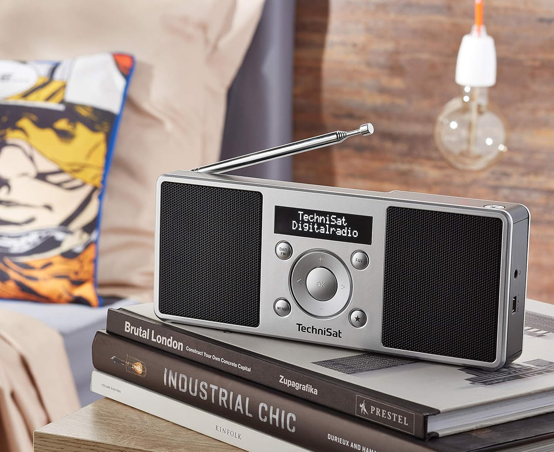 TechniSat Digitradio 1 S - tragbares Stereo DAB Radio mit Akku Silber/schwarz & Akku zu DIGITRADIO 1