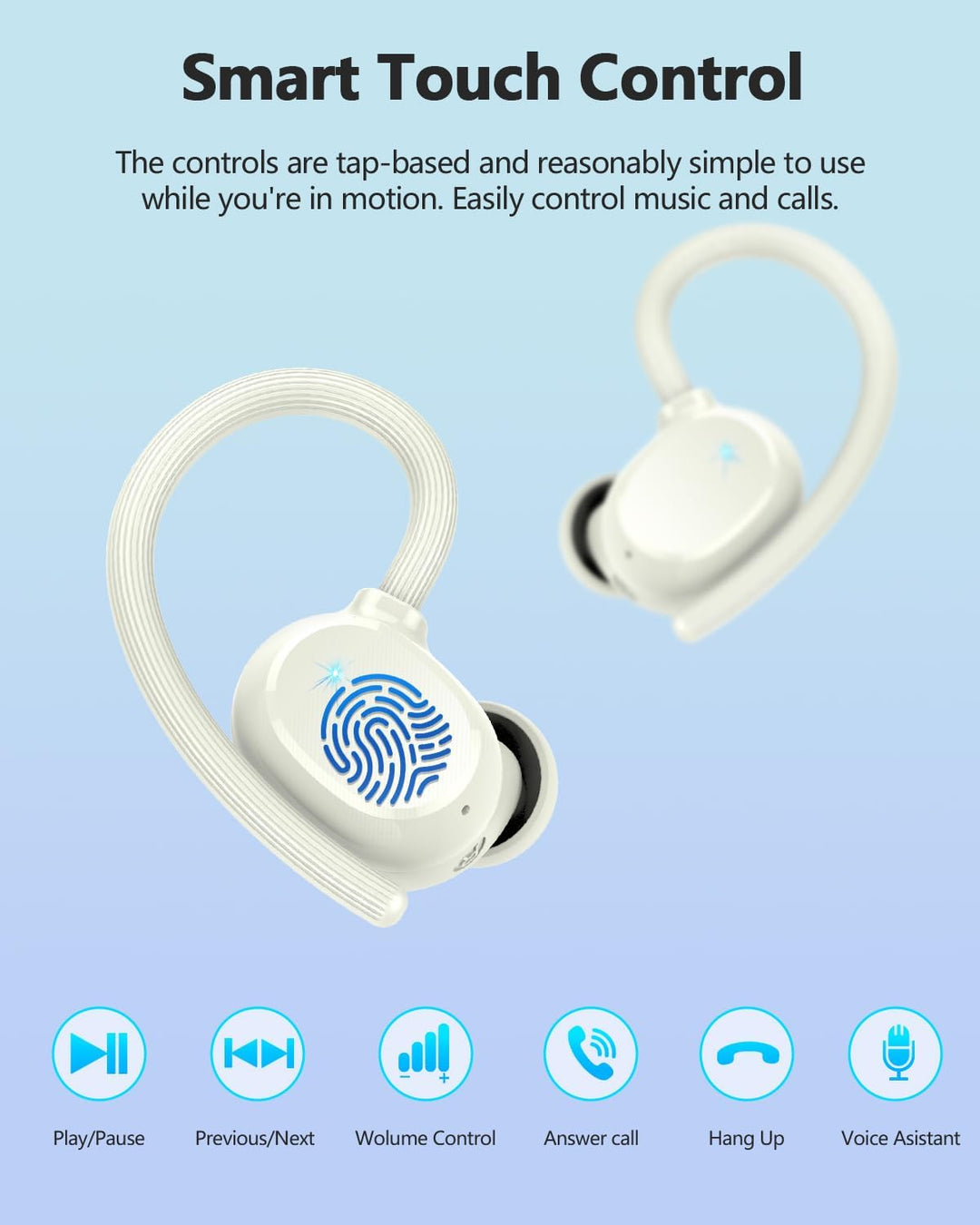 Bluetooth Kopfhörer Sport, 2026 in Ear Kopfhörer Kabellos Bluetooth 5.3 mit HD Mic, Herausragender S