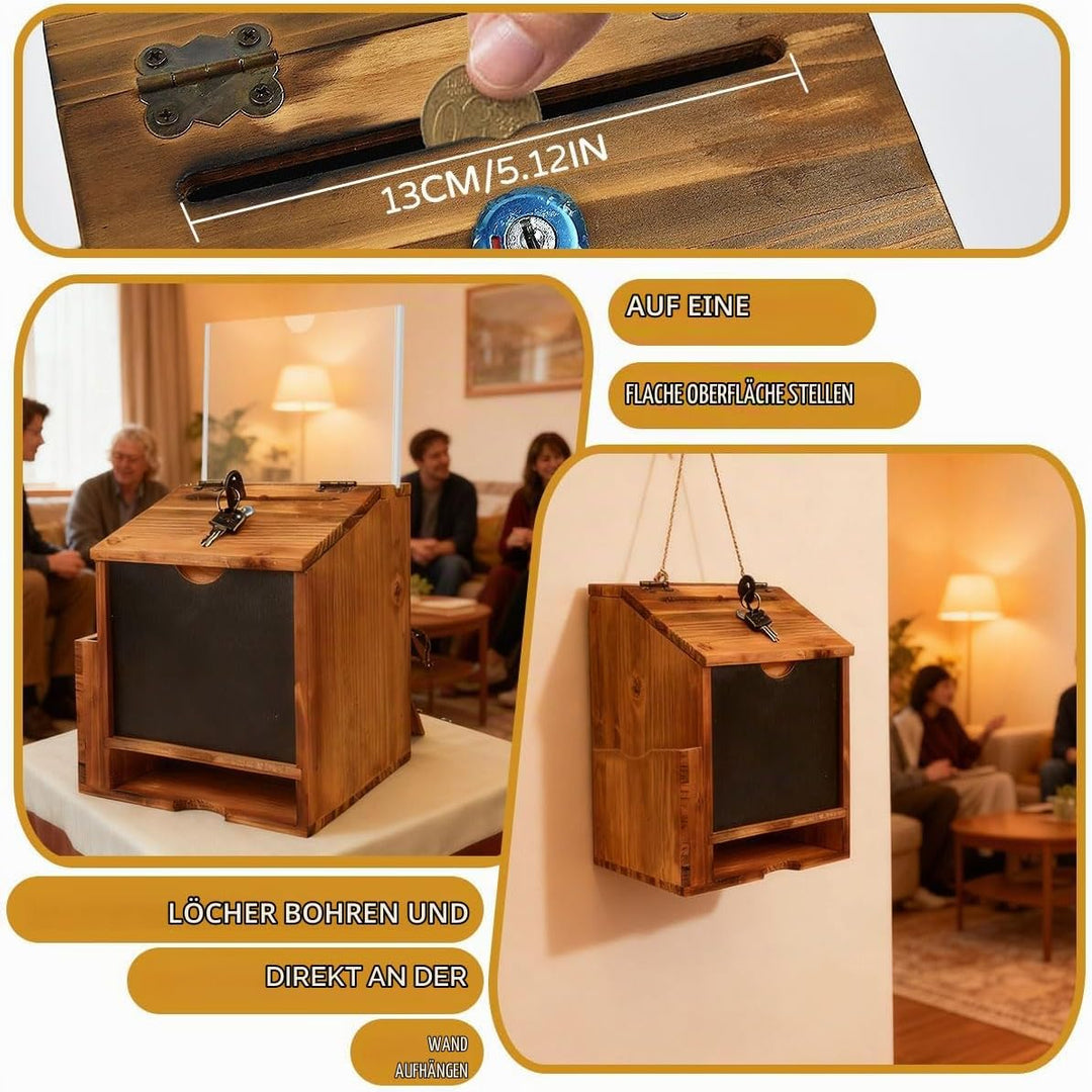 Vorschlagsbox Holz Vorschlag Box Spendenbox Wahlurne Suggestion Box Mit Schloss and Lock Wooden Tip