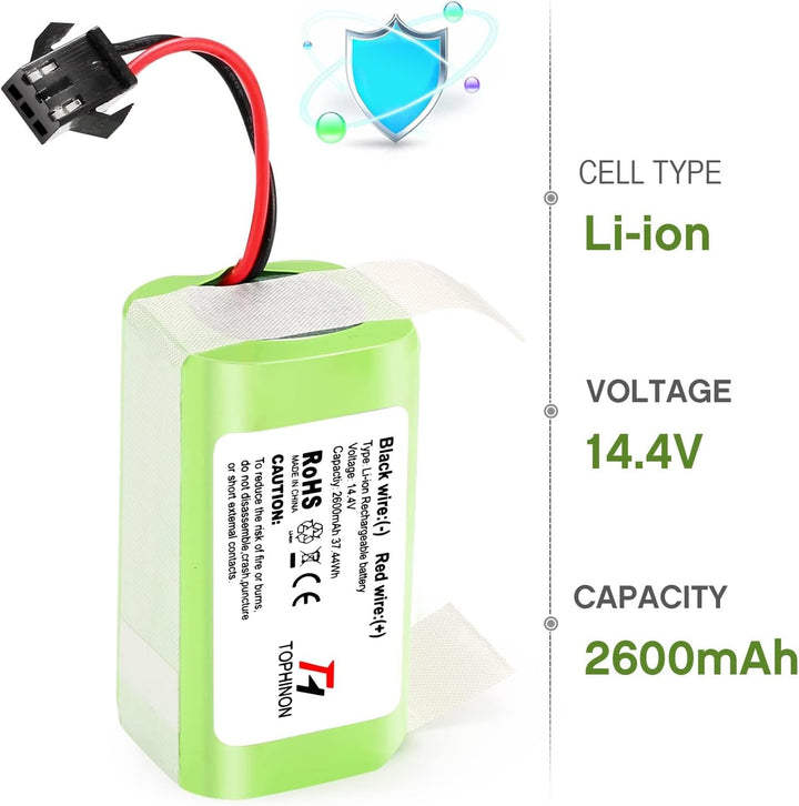 TOPHINON 14.4V 2600mAh Li-Ionen Ersatzakku für Ecovacs Deebot N79 N79S DN622, Eufy RoboVac 11,11S,11