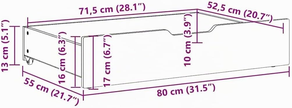 vidaXL Bettschubladen 2 Stk., Bettkasten Holz Aufbewahrung mit Rollen, Bett Schublade Bettauszug, Be