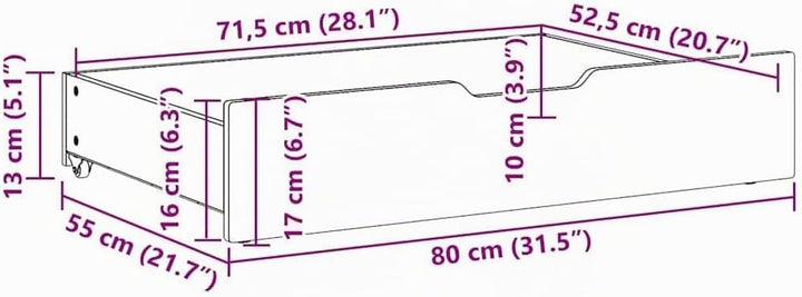 vidaXL Bettschubladen 2 Stk., Bettkasten Holz Aufbewahrung mit Rollen, Bett Schublade Bettauszug, Be