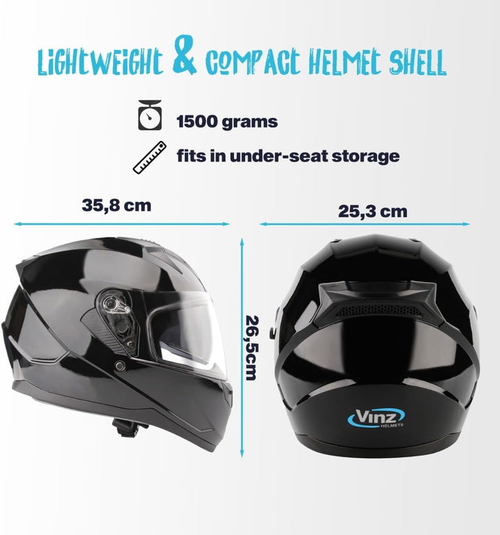 VINZ Kennet Integralhelm mit Sonnenblende | Motorrad Helm Vollvisierhelm Mopedhelm | Motorradhelm Fu
