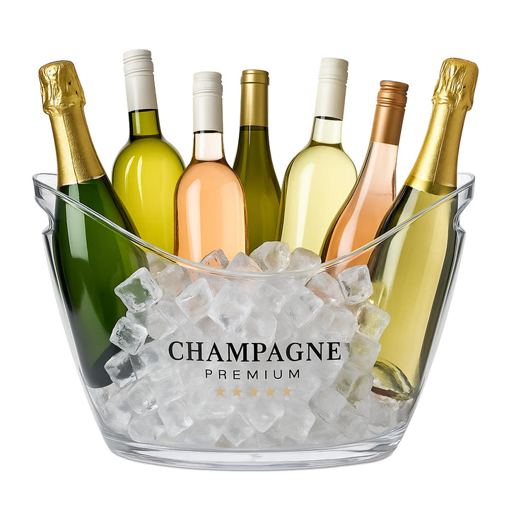 Relaxdays Eiseimer, Getränkeschale mit Griffen, 8 l, Flaschenkühler für Sekt, Champagner & Wein, Kun
