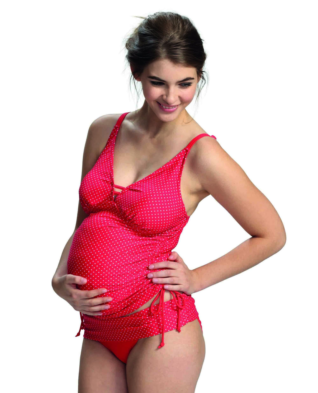 Petit Amour Umstands-Tankini Schwangerschafts-Bikini AVA Bademode Set Oberteil Unterteil rot weiss g