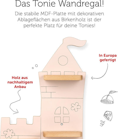 tonies Regal Im Zauberschloss, Regal für Toniebox und Figuren, grosses Regal in Puderrosa für bis zu