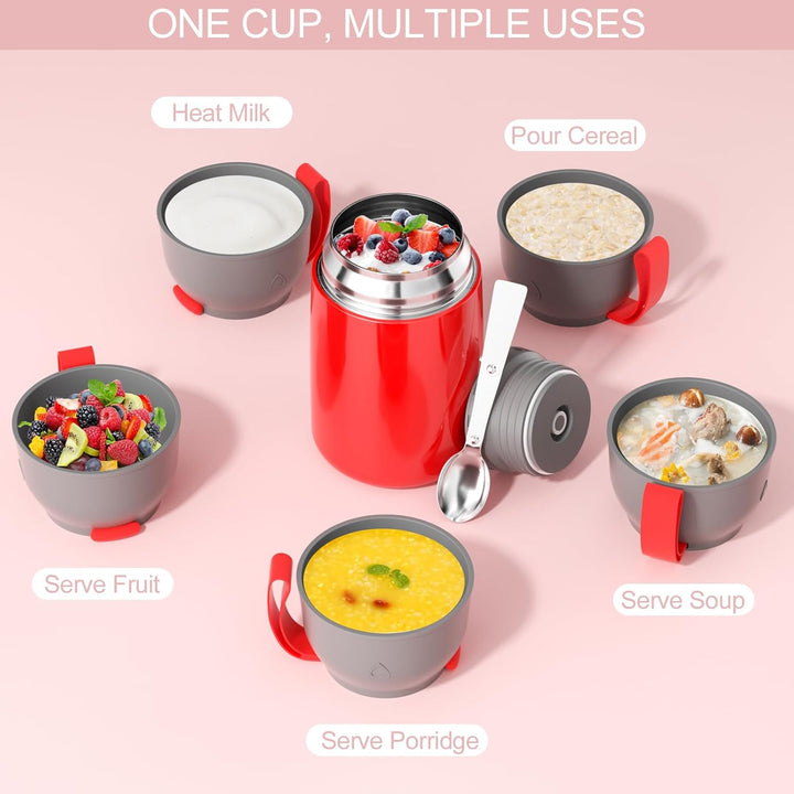Thermobehälter für Essen 650ml, Lunchbox, Edelstahl Warmhaltebehälter mit Löffel, Thermobecher Essen