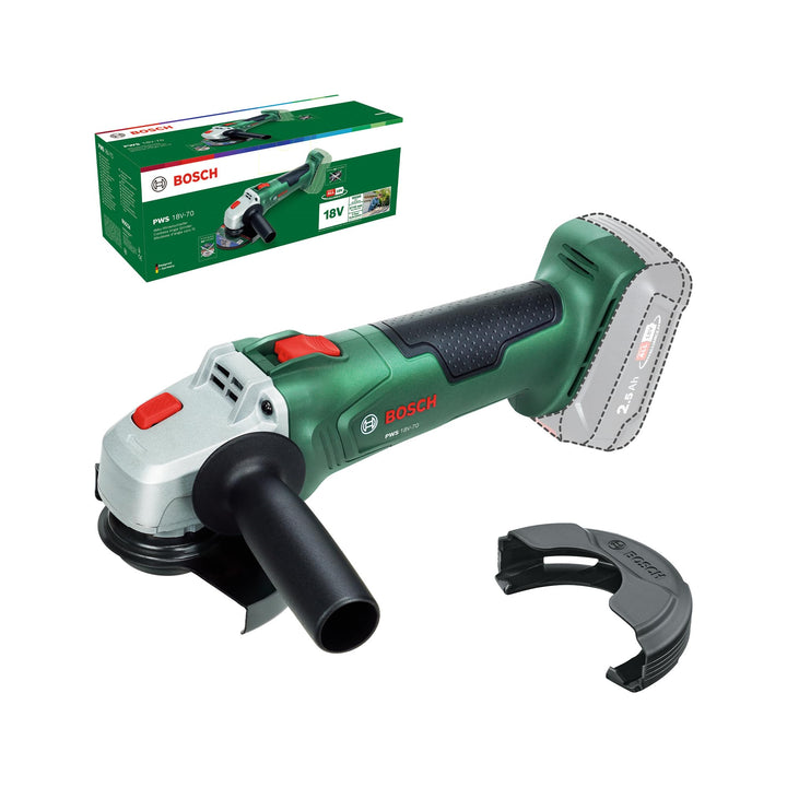 Bosch 18V System Akku-Winkelschleifer PWS 18V-70 (Für kleine bis mittlere Trenn- und Schleifarbeiten